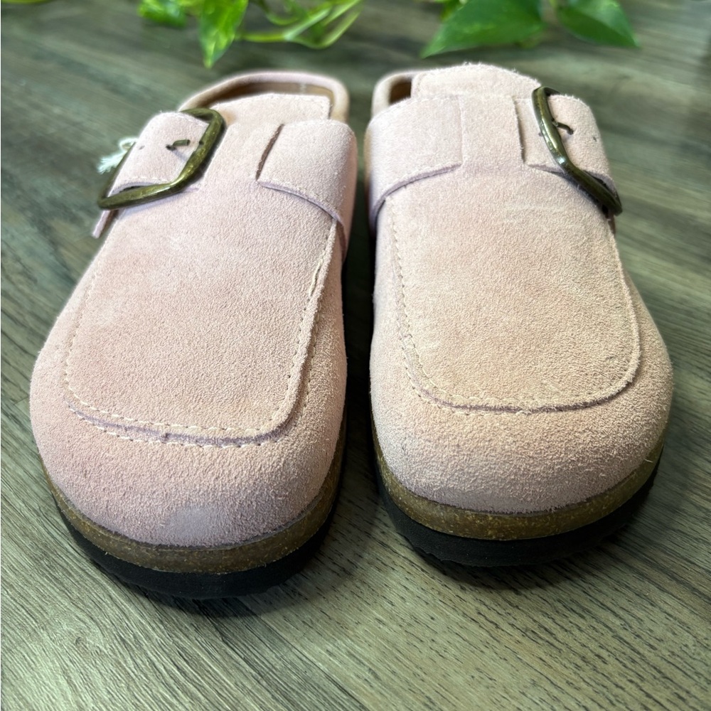 White Mountain Pink Suede Mules with Buckle - Picture 2 of 5